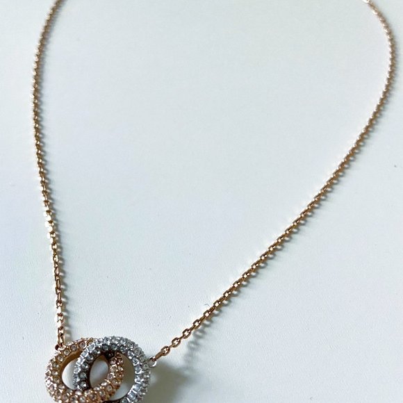 Swarovski | Rose Gold Crystal Necklace | Intertwind Circles - Picture 2 of 8